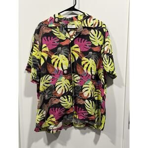 Saturdays New York Canty Hyper Palm Button Up Party Shirt Hawaiian Monstera XL